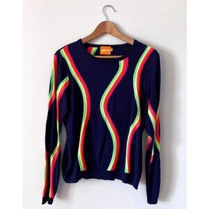 Wispr by Brodie Neon Wave Knit Sweater Size Large